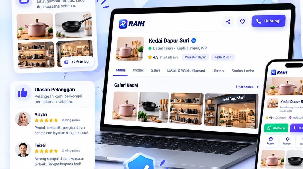 Paparan galeri gambar untuk membantu pelanggan melihat suasana dan hasil sebenar