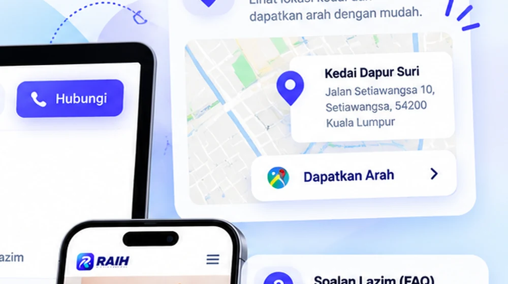 Paparan lokasi bisnes untuk membantu pelanggan mencari arah
