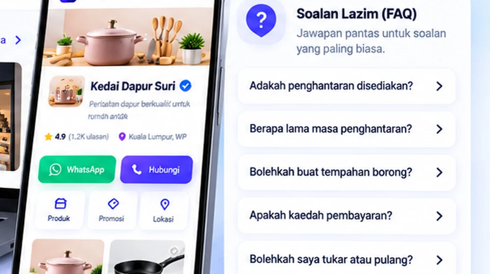 Paparan soalan lazim untuk menjawab perkara yang pelanggan selalu tanya
